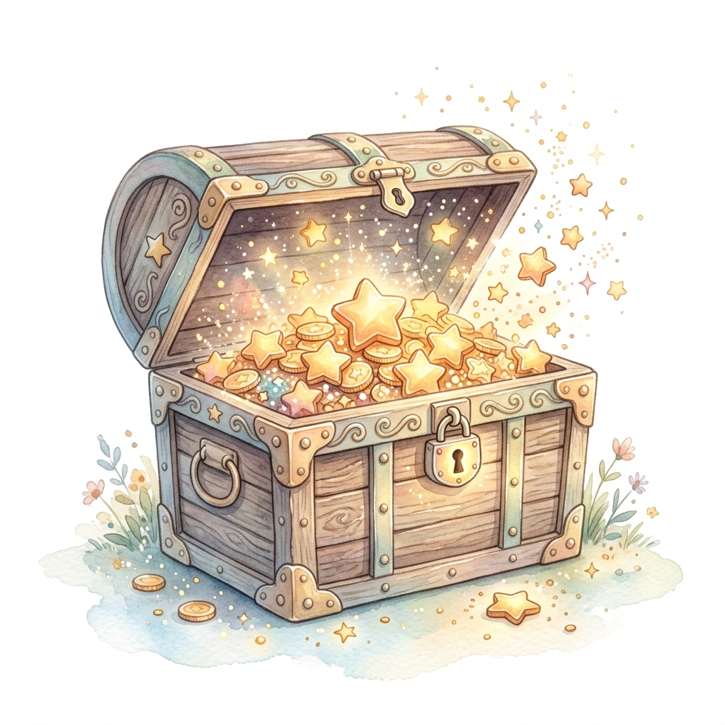 A treasure chest representing great value credits